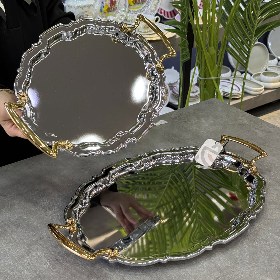 Jase Koleksiyonu 2 Li Metal Oval Tepsi