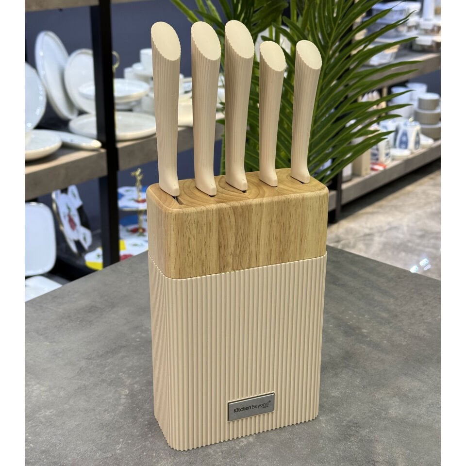 6 Parça Standlı Kitchen Beyond Mutfak Seti Krem