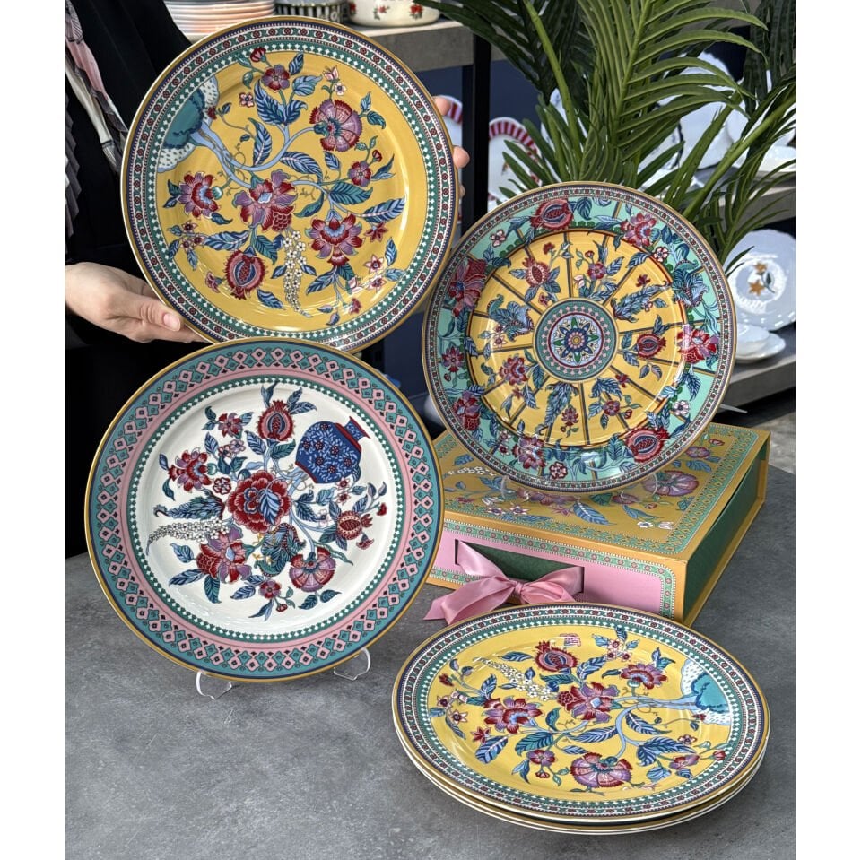 Vintage Flower Of Life Porselen 6 Lı Servis Tabak