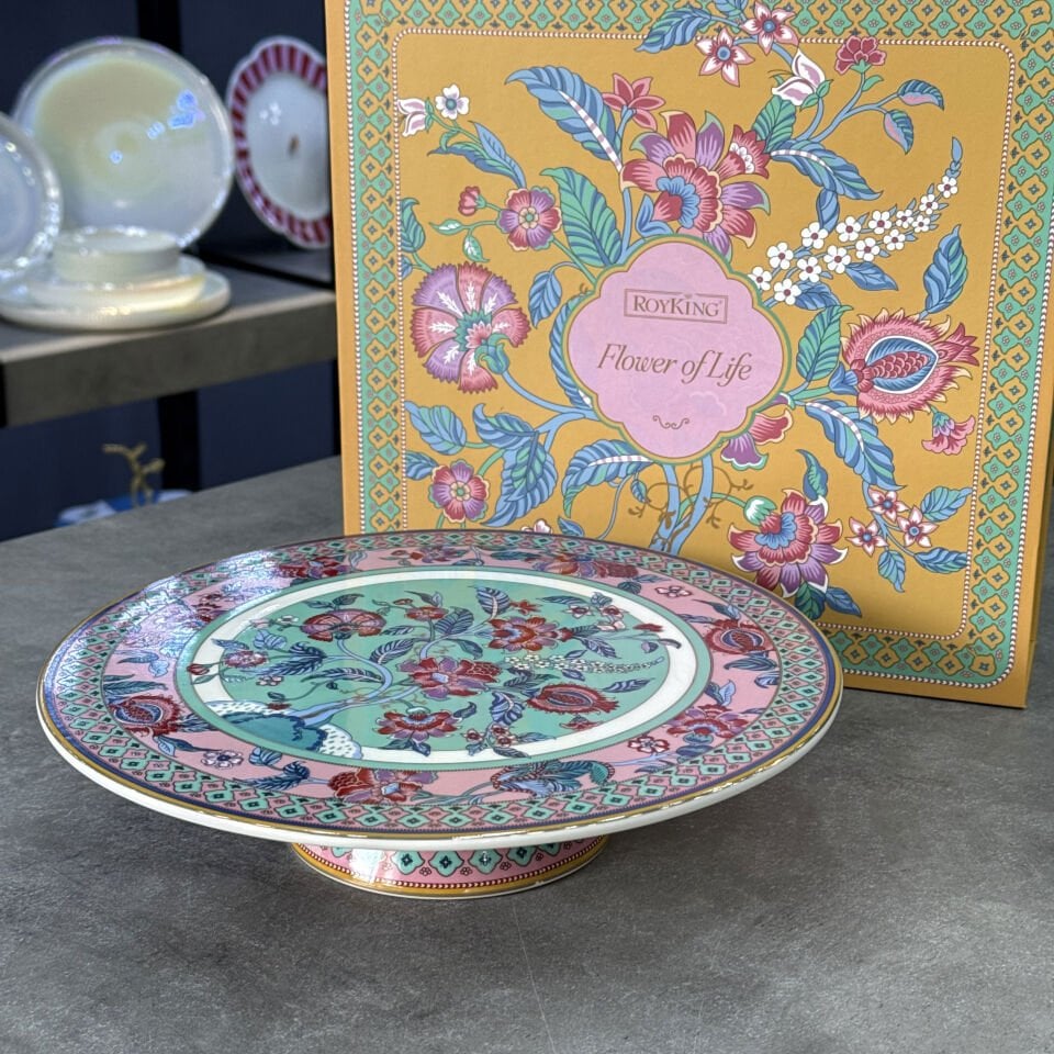 Vintage Flower Of Life Porselen Ayaklı Stand