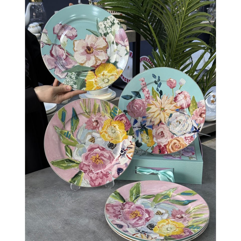Retro Bohem Bloom Porselen 6 Lı Servis Tabak