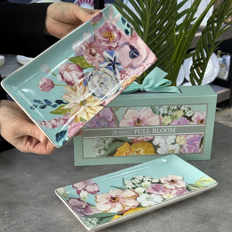 Retro Bohem Bloom Porselen 2 Li Dikdörtgen Tabak