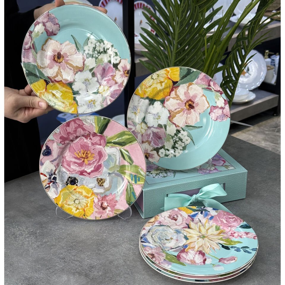 Retro Bohem Bloom Porselen 6 Lı Pasta Tabak