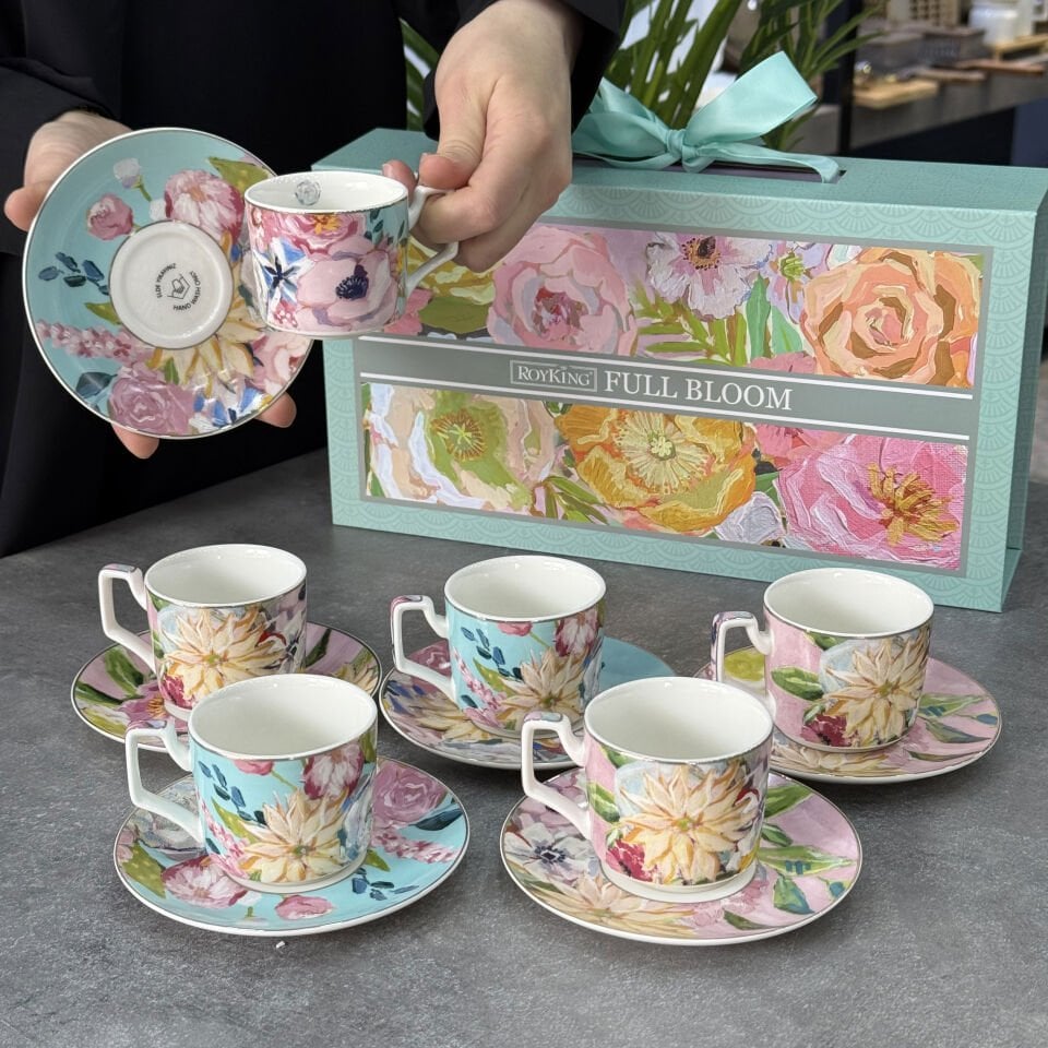 Retro Bohem Bloom Porselen 6 Lı Fincan Seti