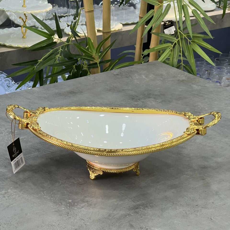 Elegance Oval Derin Gondol Lüx Porselen Gold Servis
