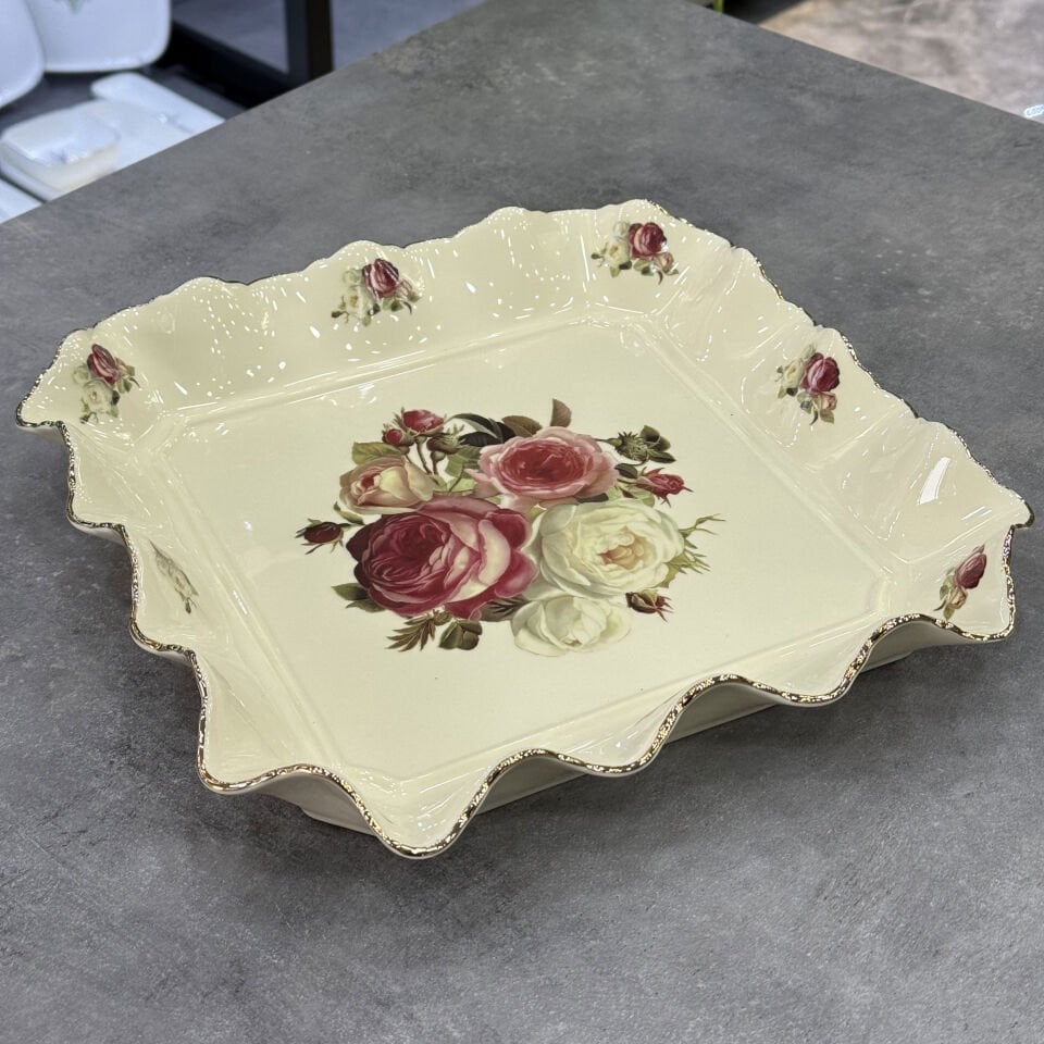 Rose Porselen Kare Sunum Tabak