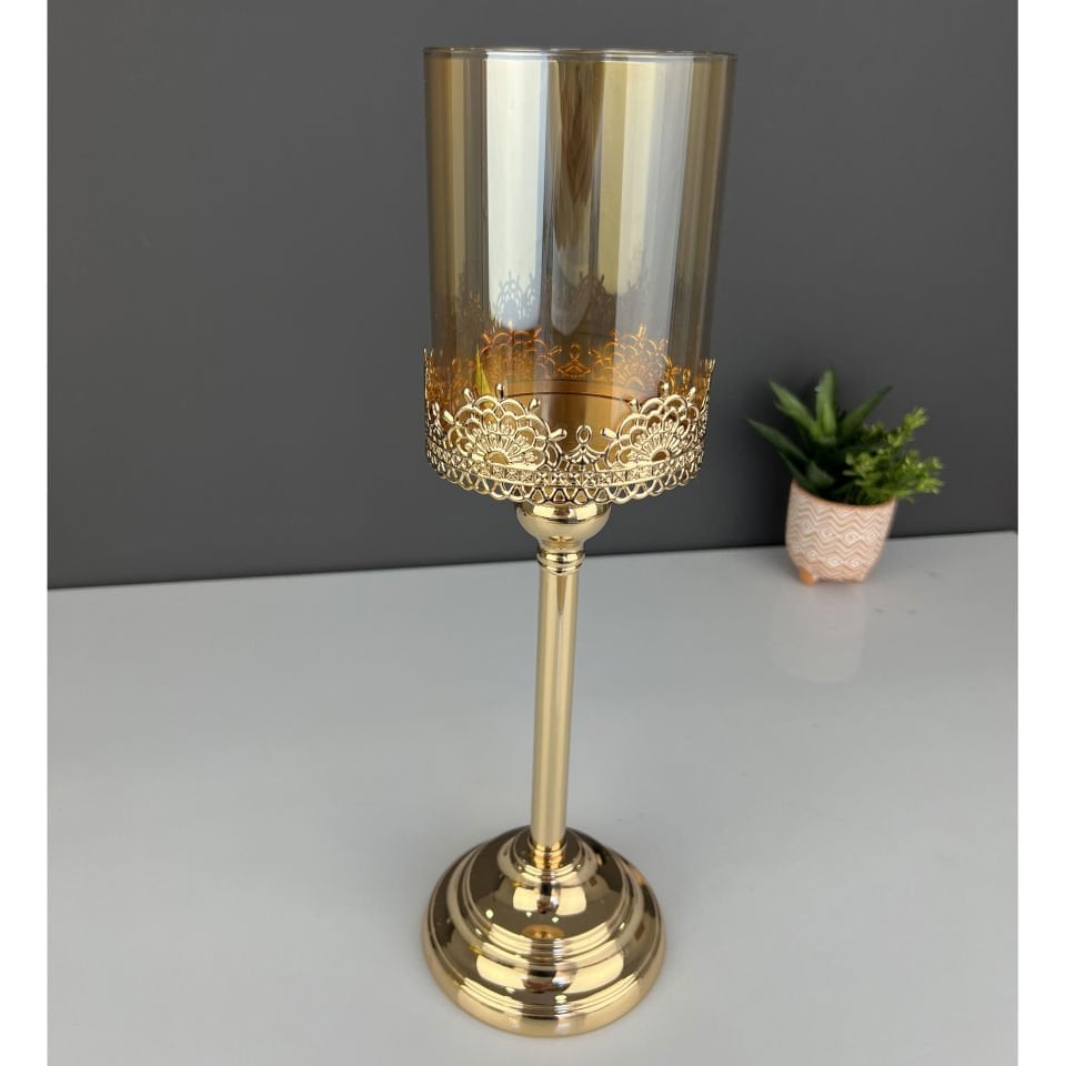 Seri Sonu 283 Gold Orta Boy Şamdan 40 Cm