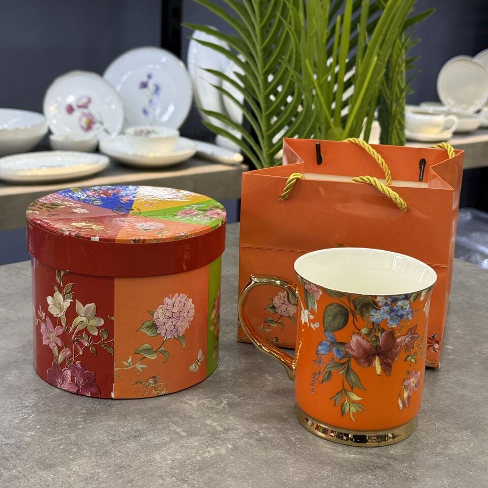 Lüx Bone Porselen Çantalı Kupa