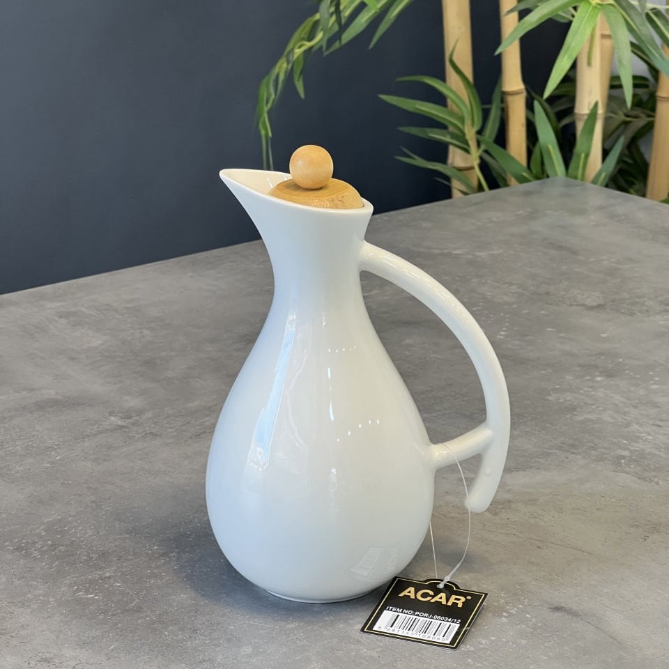 Lüx Porselen Bambu Kapaklı 550 Ml Yağlık