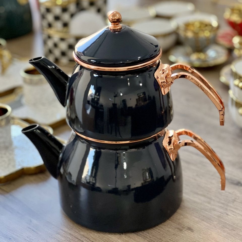 Arow Lüx Emaye Antrasit Bronz Milano 3 Lt Çaydanlık