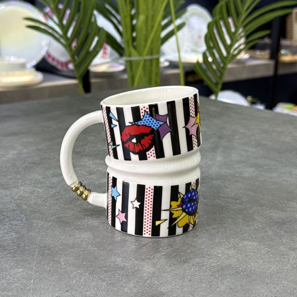 Retro Porselen Kupa Elena 400 ML Desen 2