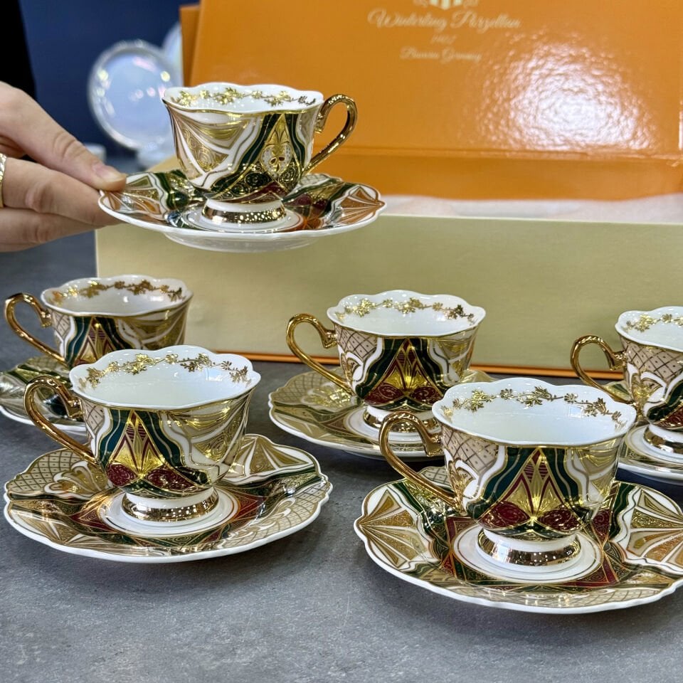 Bavaria İnterling Porselen 6 Lı Altın Kaplama Fincan Takımı
